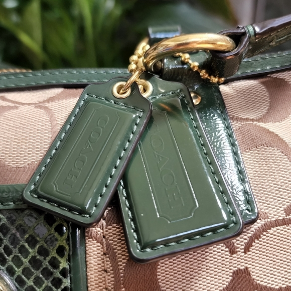 Coach Signature Python Stripe Satchel - Picture 7 of 16